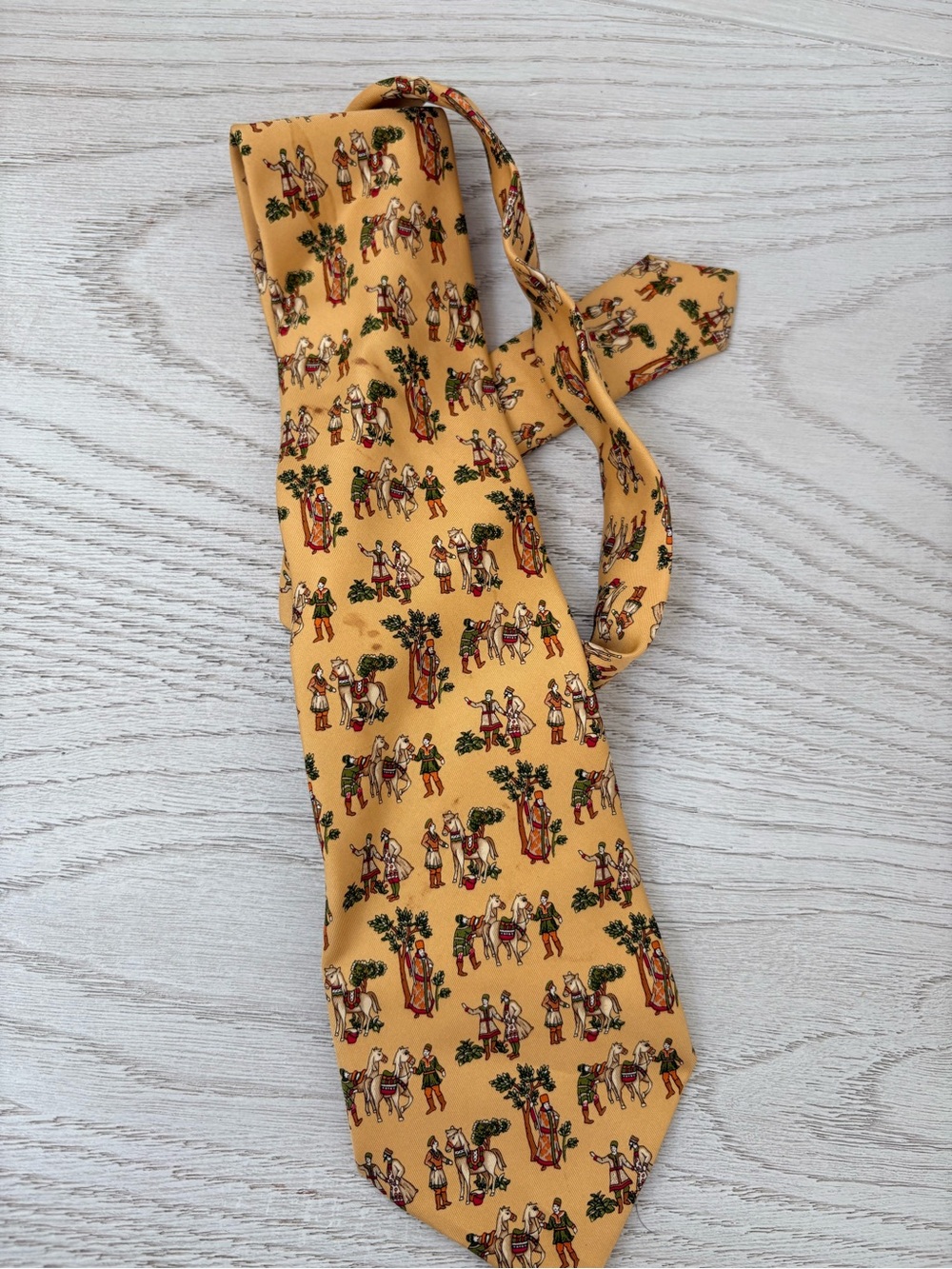 Salvatore Ferragamo Yellow Multi-Color Printed Silk Tie